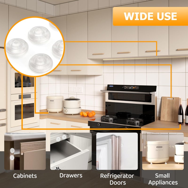 FURNIMATE Cabinet Door Bumper- Cabinet Bumpers Clear Soft Close 100PCS, Cabinet Stoppers Rubber, Cabinet Cushion Dots Drawer Stops, Adhesive Bumpers 1/2 inch - Image 2
